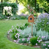 Copper Garden Birdhouse  Dual Entry Metal Bird House with Decorative Leaf Design - Product detail 6