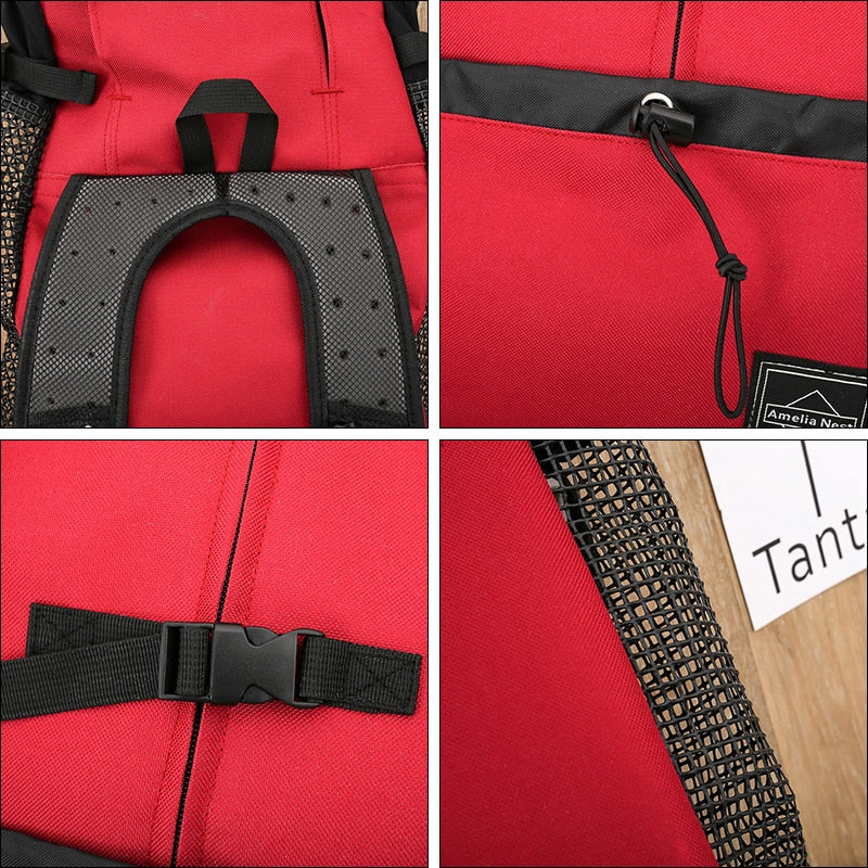 Pet Travel Backpack  Adjustable Mesh Carrier With Safety Straps - Detailed view