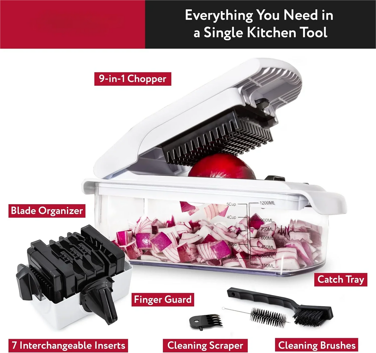 Multi-Function Vegetable Chopper  6-in-1 Food Prep System - Product detail 9