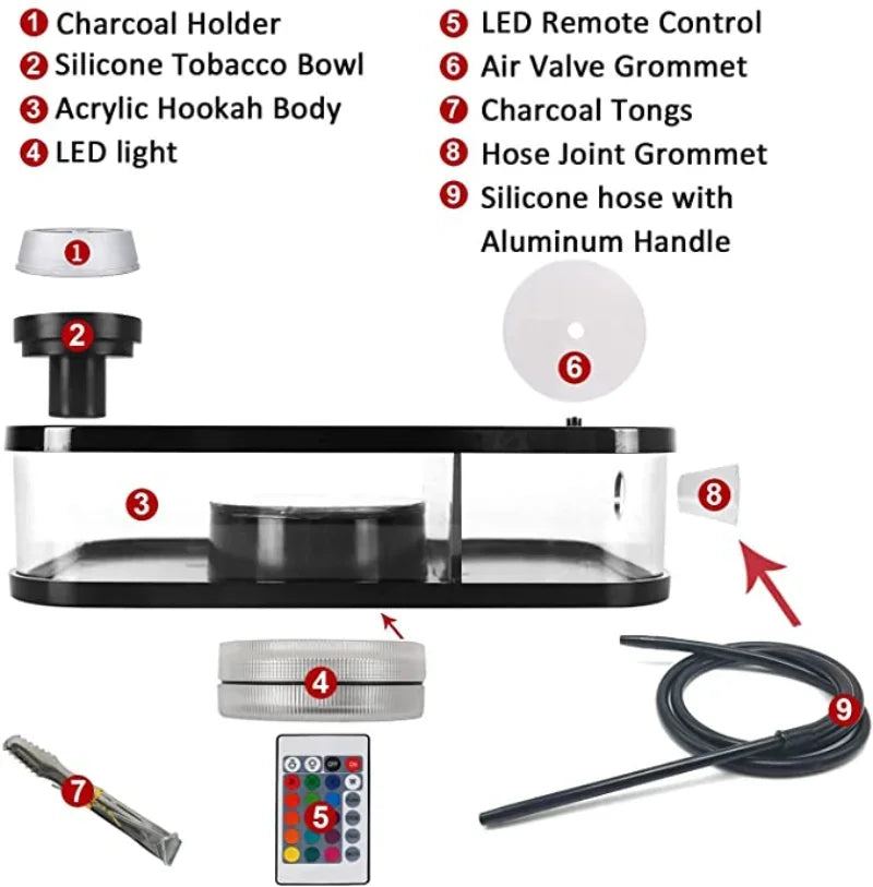Modern Portable Hookah  LED Illuminated Acrylic Design - Product detail 7