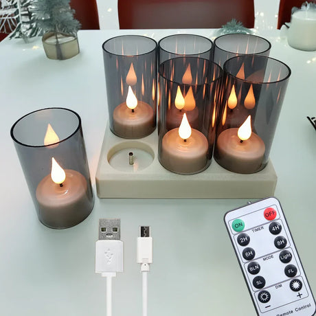 LED Flameless Candles  Glass Encased Flickering Lights - Product detail 8
