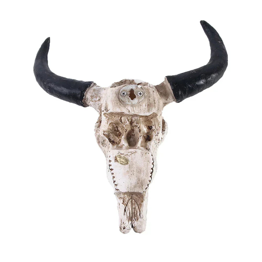 Decorative Longhorn Skull  White Resin Wall Art - Product detail 5