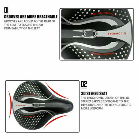 Ergonomic Bike Saddle  Extra Wide PU Leather Design - Product detail 5
