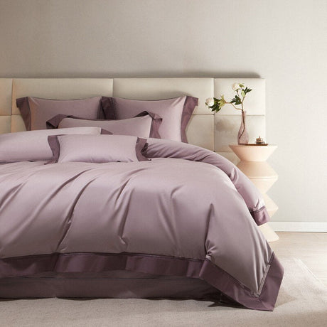 Egyptian Cotton Bedding Set  Mauve Two-Tone Luxury Collection - Product showcase