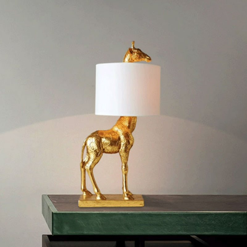 Safari Table Lamp  Gold Giraffe Design with White Shade - Product example