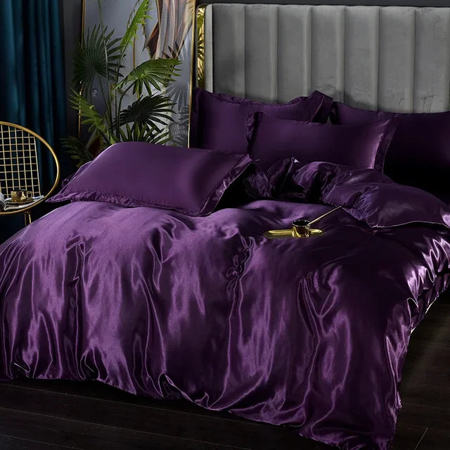 Luxury Satin Bedding Set  Silky Smooth Duvet Cover  Pillowcases - Product detail 7