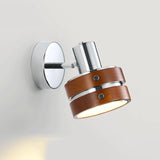 Modern Wall Lamp  Brown Leather Chrome Accent - Product detail 5