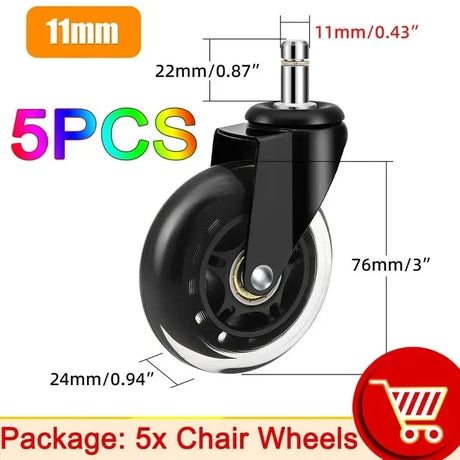 Office Chair Caster Wheels  Heavy Duty Rubber Rolling Set - Product detail 12