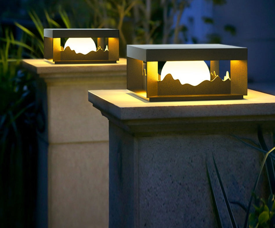 Modern Solar Wall Light  Cube Frame Mountain Silhouette - Product detail 8
