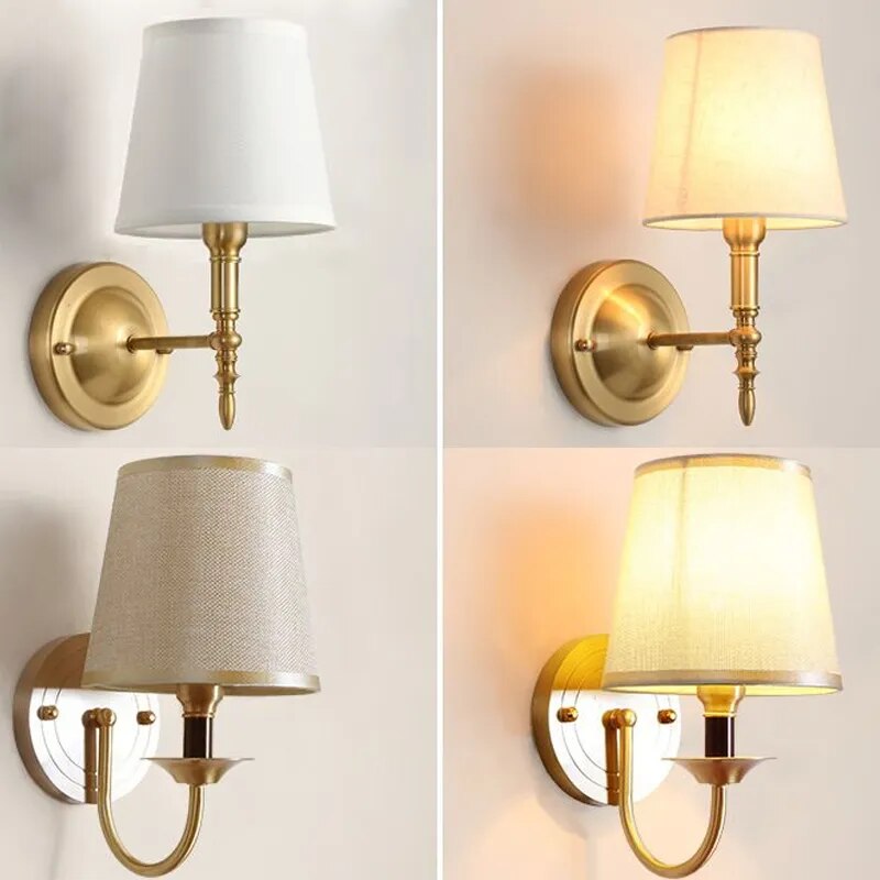 Classic Wall Sconce  Brushed Gold With Linen Shade - Product detail 6