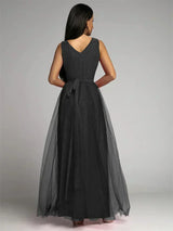 Evening Gown Maxi Dress  V-Neck Split Mesh Design - Product detail 6