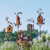 Copper Garden Birdhouse  Dual Entry Metal Bird House with Decorative Leaf Design - Product example