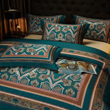 Luxury Egyptian Cotton Duvet Set  Teal Arabesque Pattern - Product example