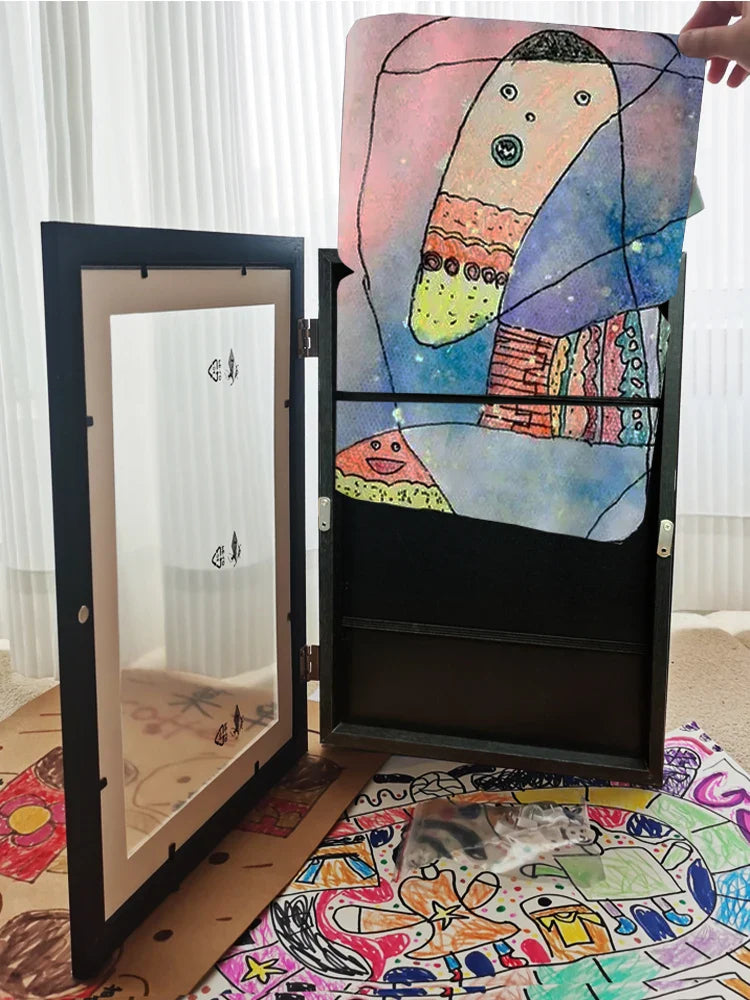 Kids Artwork Display Frame  Magnetic Wood Frame With Glass - Product detail 11