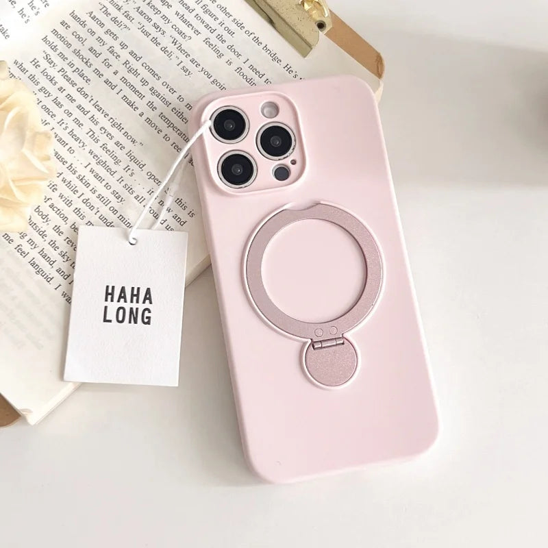 iPhone 15 Pro Max Ring Case  360 Rotating MagSafe Silicone Cover - Detailed view