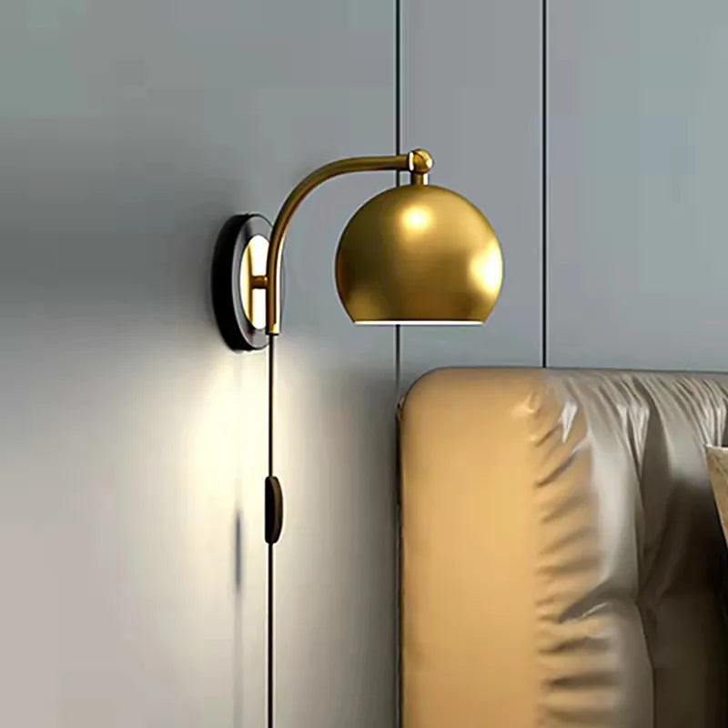 Vintage Wall Sconce  Gold Dome Adjustable Arm - Detailed view