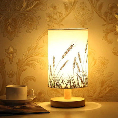 Minimalist Table Lamp  Natural Wood Base with Linen Shade - Product detail 8