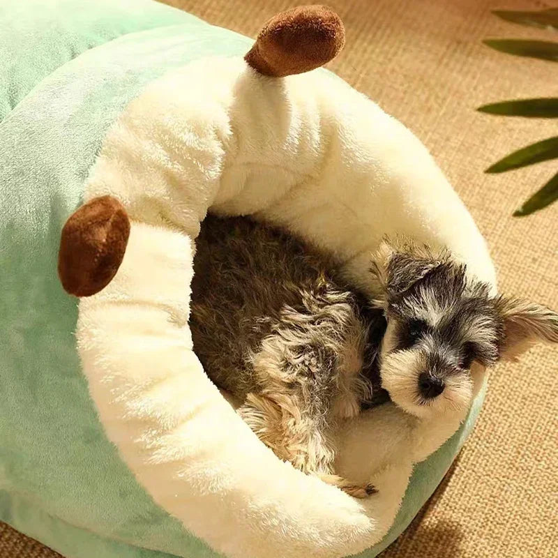 Cozy Pet Slipper Bed  Plush Coral Fleece Winter Nest - Detailed view