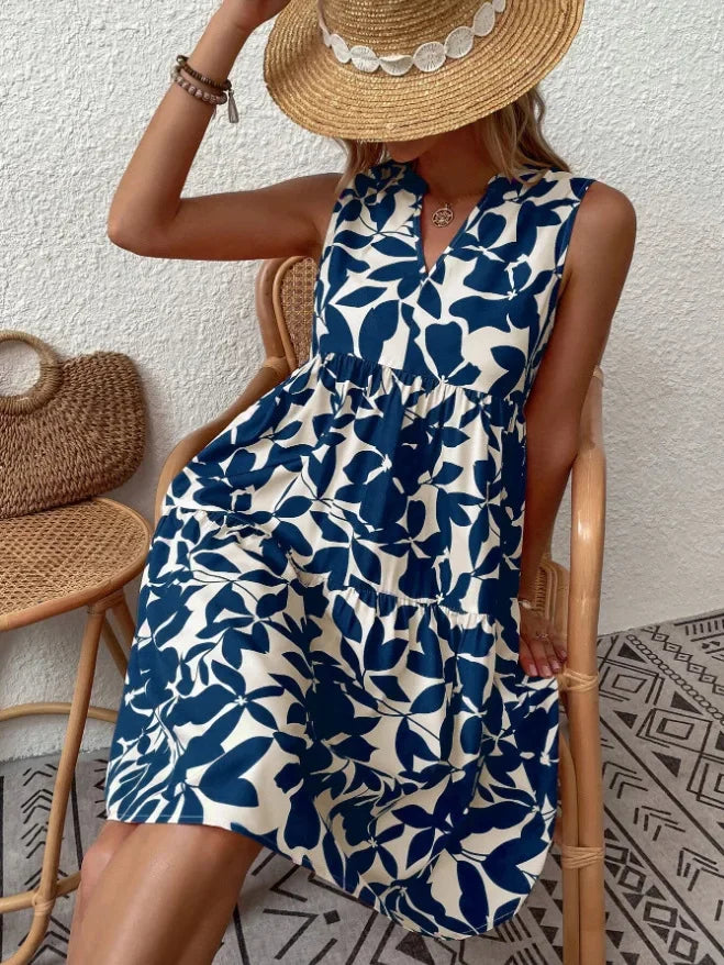 Summer Floral Dress  V-Neck Tiered Cotton Design - Product detail 22