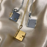 Miniature Book Necklace  Gold Heart Locket Design - Product example