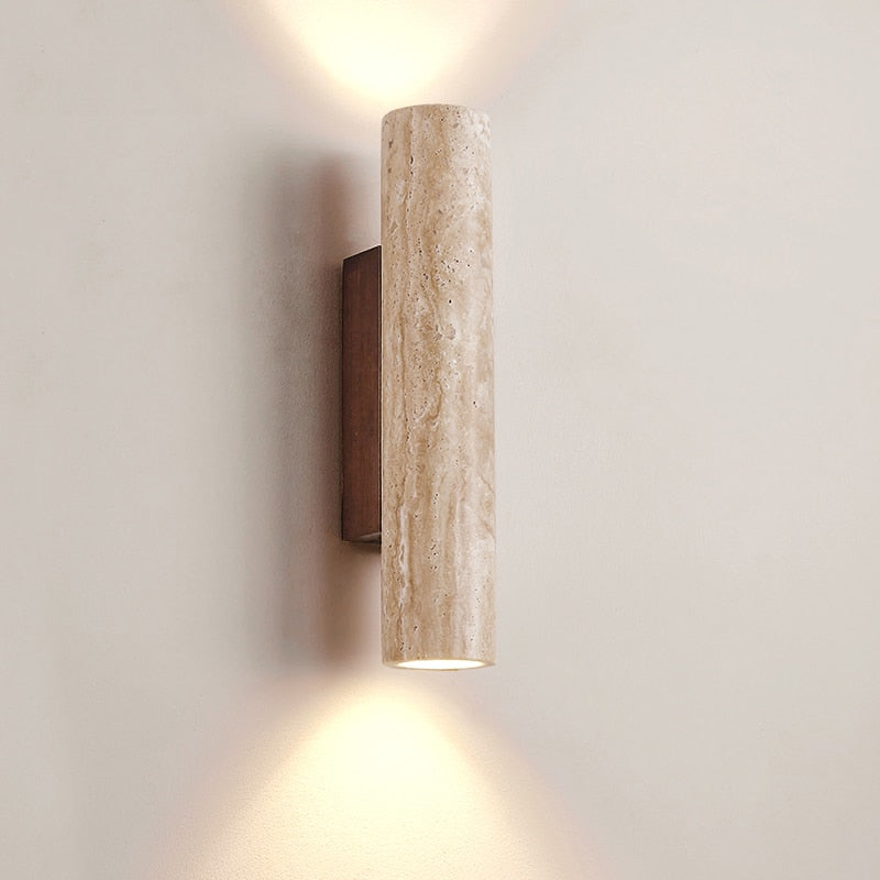 Modern Wall Sconce  Natural Marble Cylinder Design - Detailed view