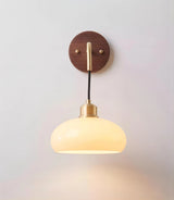 Modern Wall Lamp  Walnut Wood  Brass Fixture - Product detail 12