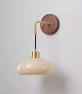 Modern Wall Lamp  Walnut Wood  Brass Fixture - Product detail 11