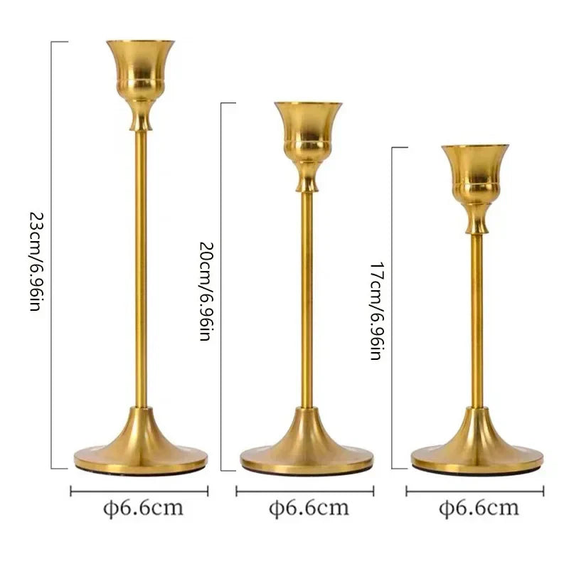 Vintage Brass Candlesticks  Graduated Heights Set of 3 - Product detail 7