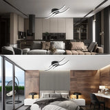 Modern LED Ceiling Light  Triple Wave Design Black Frame - Detailed view