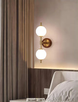 Modern Dual Globe Wall Light  Brass Wood Accent Design - Product detail 7