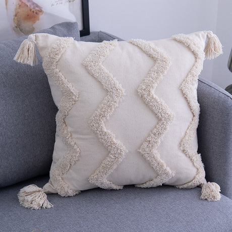 Boho Cotton Throw Pillows  Tufted Geometric Pattern With Tassels - Product detail 14