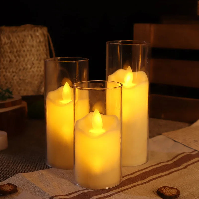 LED Flameless Candles  Glass Cylinder Set With Realistic Flicker - Product detail 5