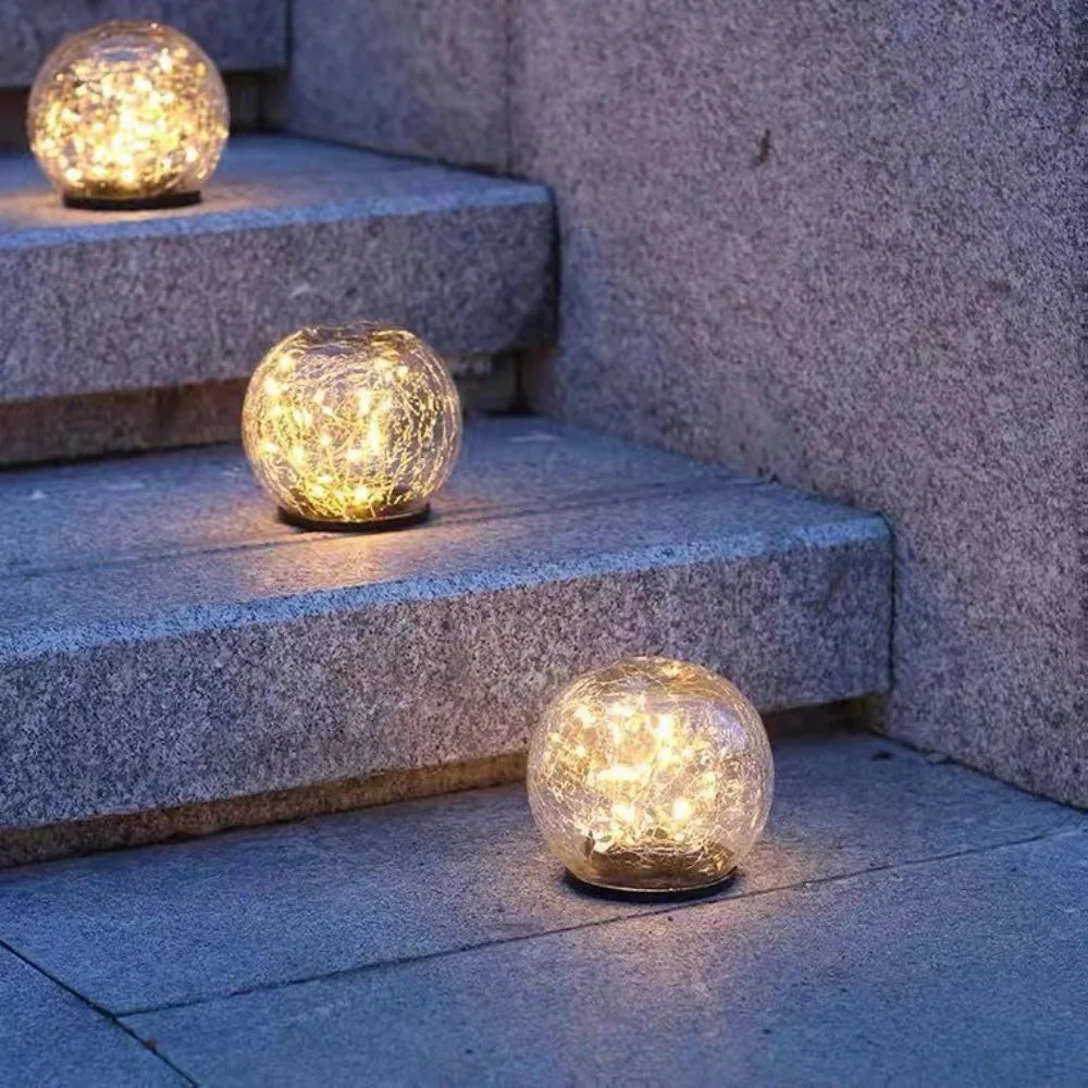 Solar Garden Globe Light  Crackled Glass Sphere Design - Product showcase