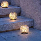 Solar Garden Globe Light  Crackled Glass Sphere Design - Product showcase