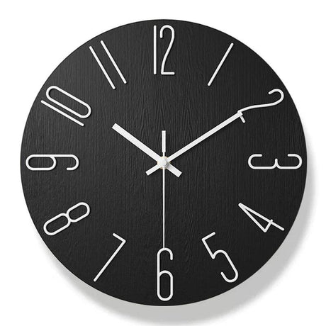 Minimalist Wall Clock  Black Wood Design With White Numbers - Product detail 6