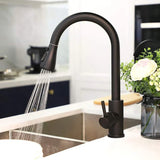 Modern Pull-Out Kitchen Faucet  Matte Black High-Arc Design - Detailed view