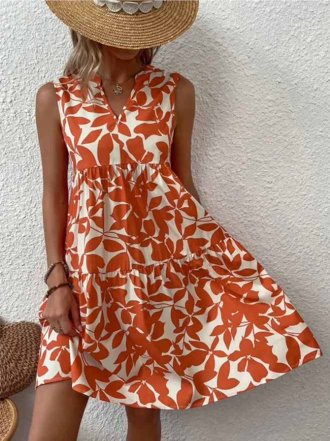 Summer Floral Dress  V-Neck Tiered Cotton Design - Product detail 8