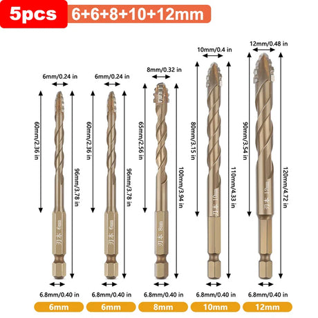 Professional Masonry Drill Bit Set  Titanium-Coated Multi-Surface Kit - Product detail 14