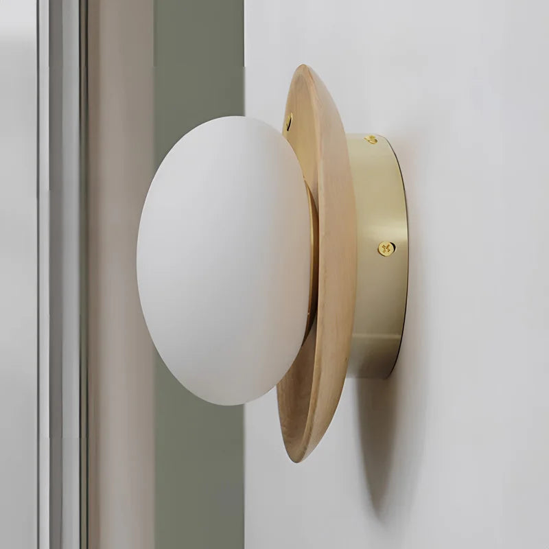 Modern Wall Light  Walnut Wood Base with Glass Globe - Product detail 7