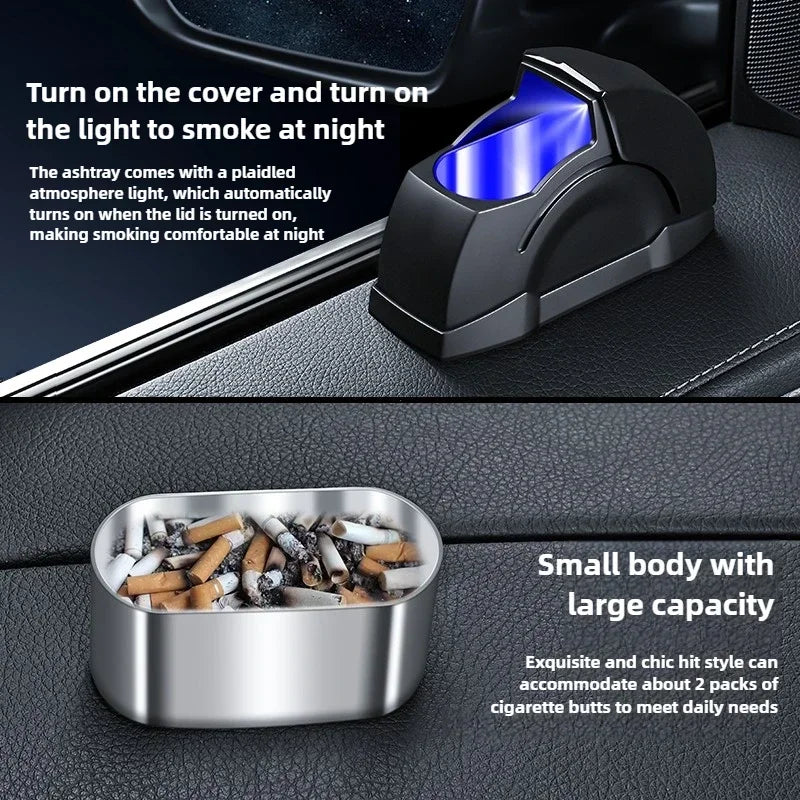 Windproof Car Ashtray  LED Illuminated With Door Mount Design - Product detail 4