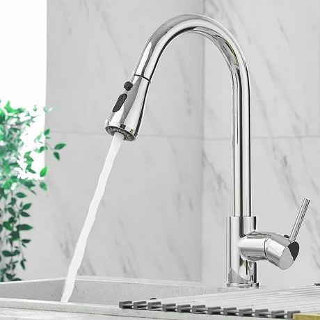 Modern Pull-Out Kitchen Faucet  Matte Black High-Arc Design - Product detail 8