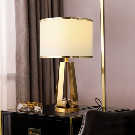 Modern Table Lamp  Gold Metal Base With White Shade - Detailed view