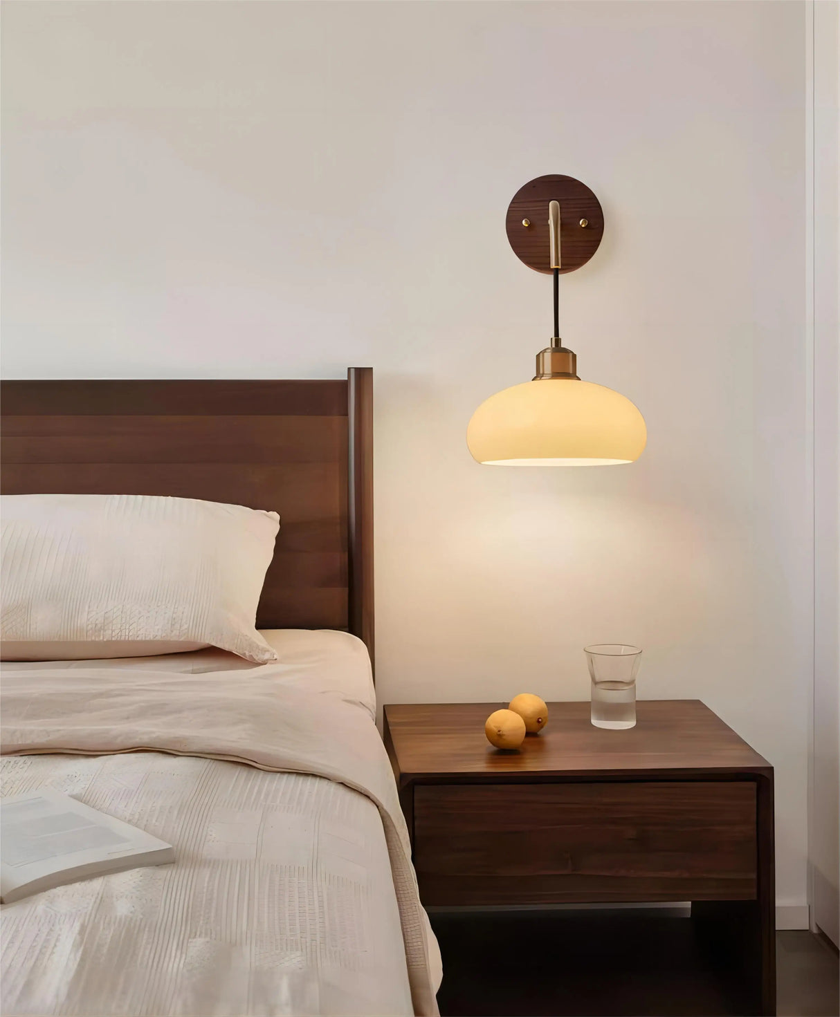 Modern Wall Lamp  Walnut Wood  Brass Fixture - Product detail 7