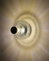 Vintage Glass Wall Lamp  Ribbed Dome Shade With Chrome Accent - Product detail 11