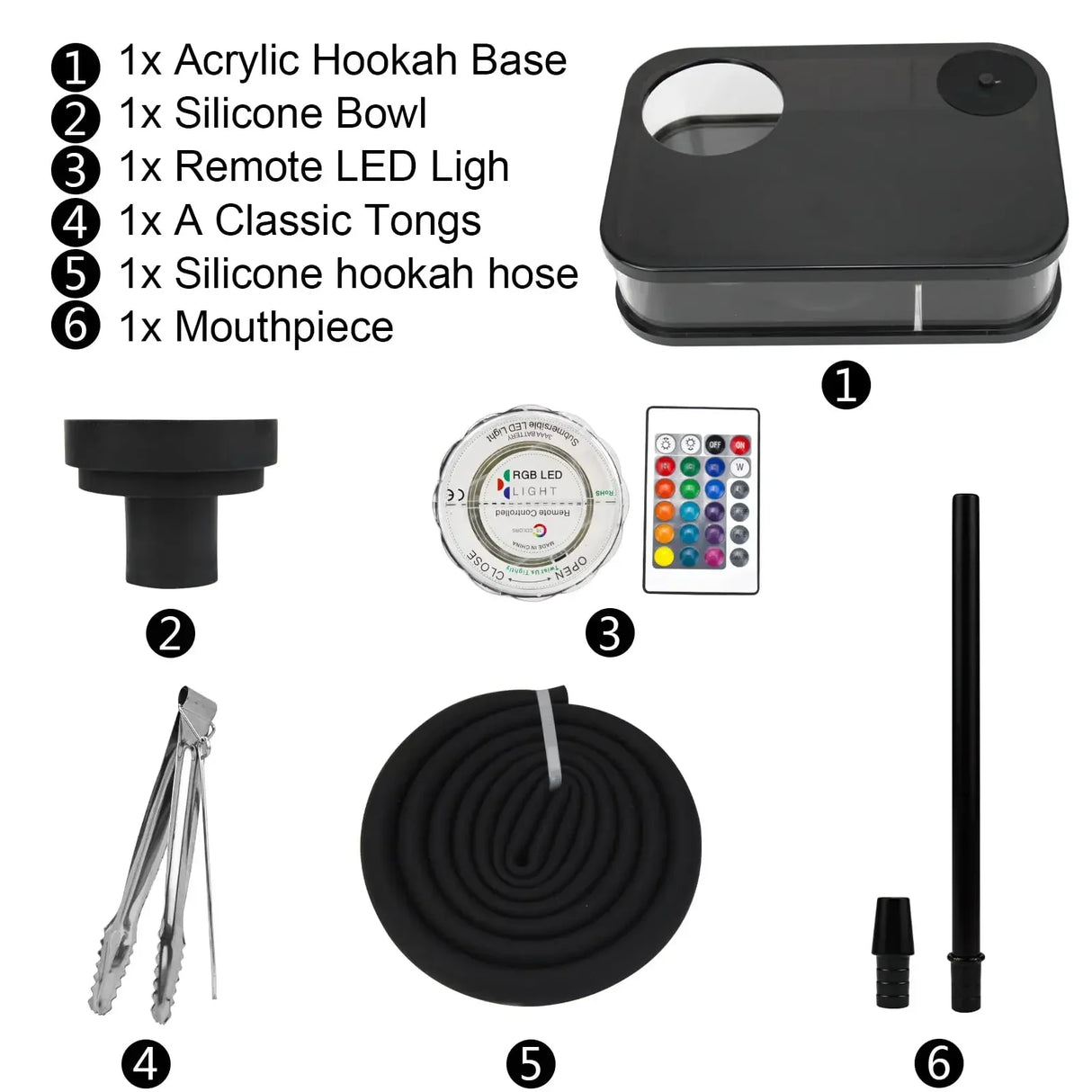 Modern Portable Hookah  LED Illuminated Acrylic Design - Product example