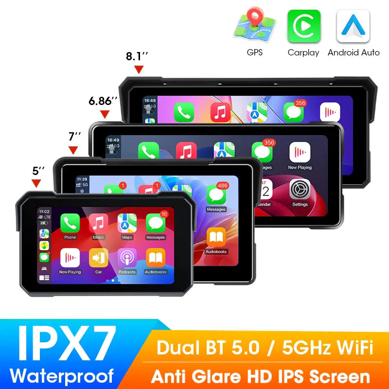 Smart Motorcycle Display  IPX7 Waterproof CarPlay Android Auto - Product showcase