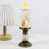Christmas LED Candle Holder  Vintage Brass Base With Snow Globe Design - Product detail 7