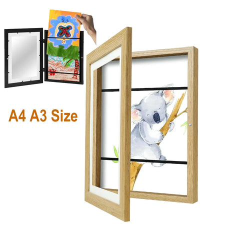 Kids Artwork Display Frame  Magnetic Wood Frame With Glass - Product showcase