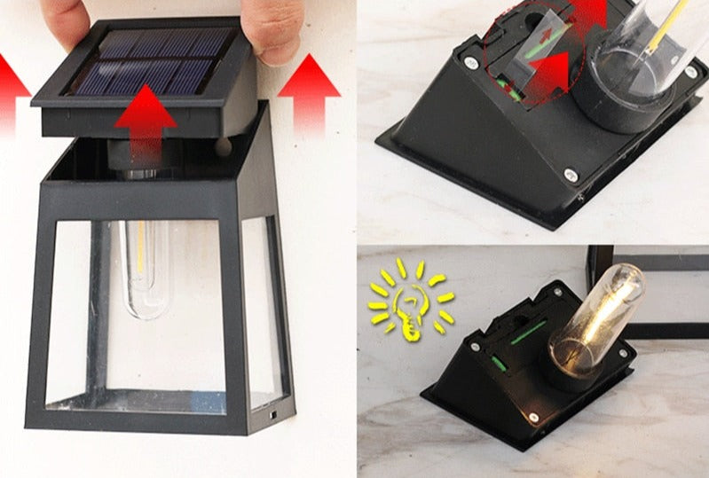 Solar Outdoor Wall Light  Modern Black Metal Frame - Product detail 8
