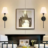 Modern Wall Sconce  Black Metal Frame With White Shade - Product showcase